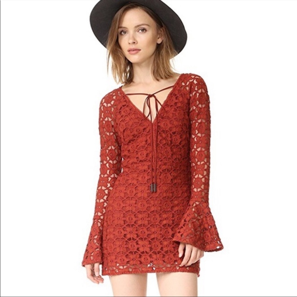 🎊 HP🎉 Free People Back to Back Rust Crotchet Mini Dress